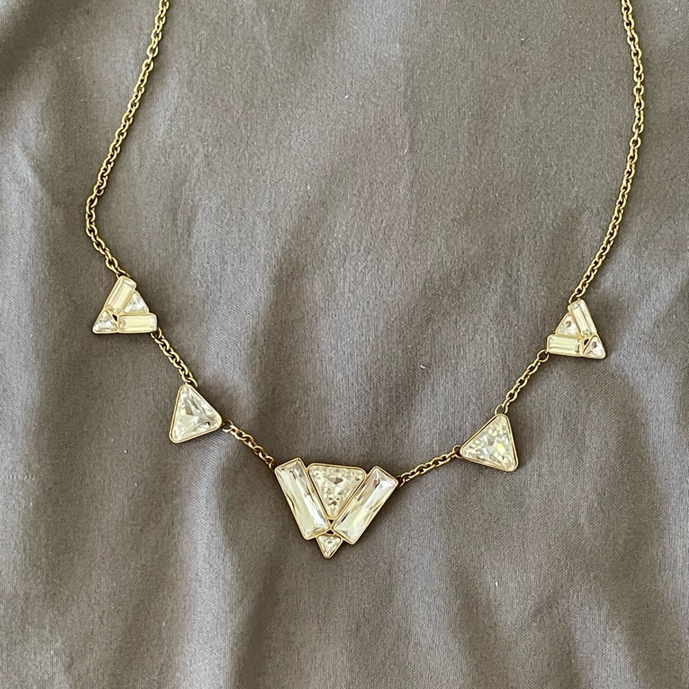 Gold triangle station swarovski necklace